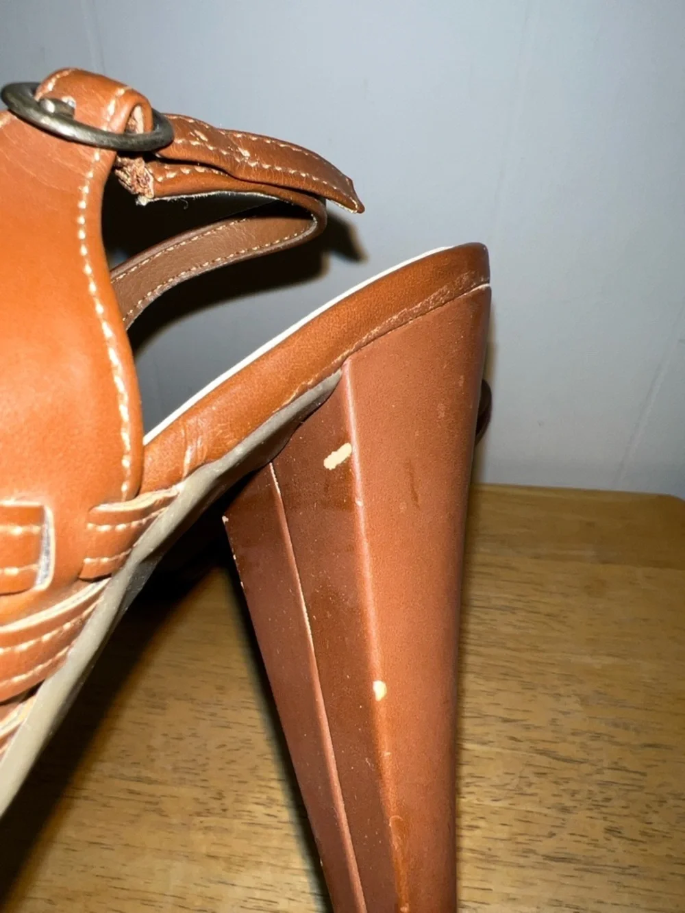 FIONI Clothing Brown Woven Slingback Heels